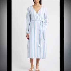 Las Canebiers Striped White Wrap Dress, size 36